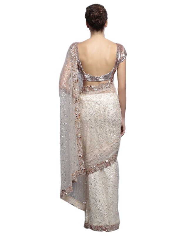 Ivory color designer saree with sequin work