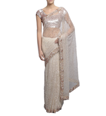 Ivory color designer saree with sequin work