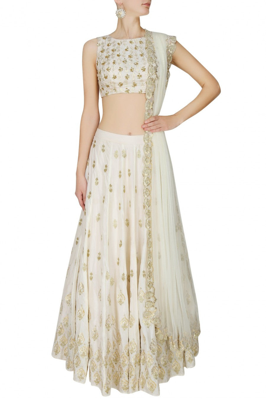 Ivory lehenga choli with gold embroidery