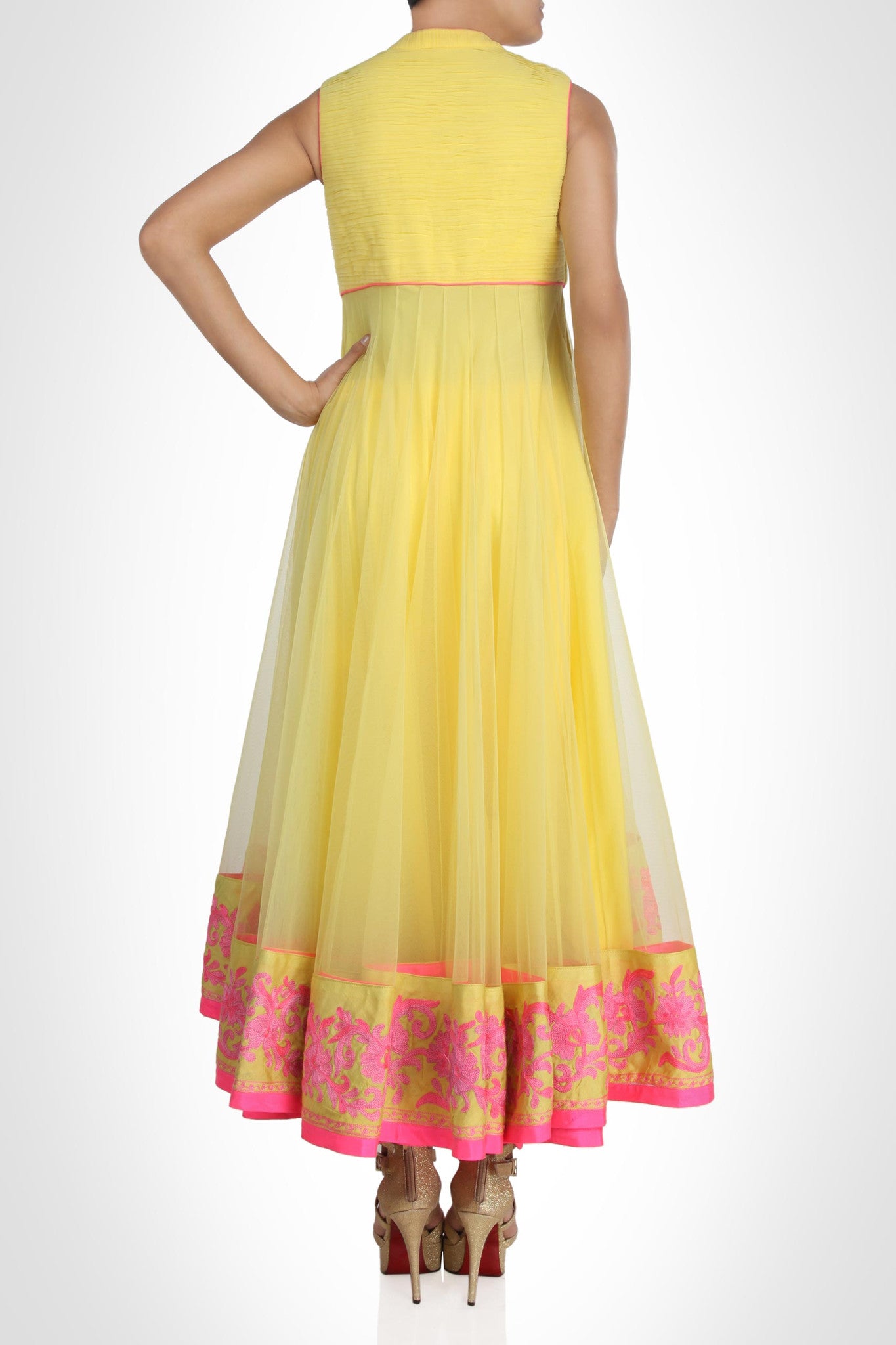 lemon color anarkali suit online