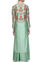 Light green color kurta set with plazzo