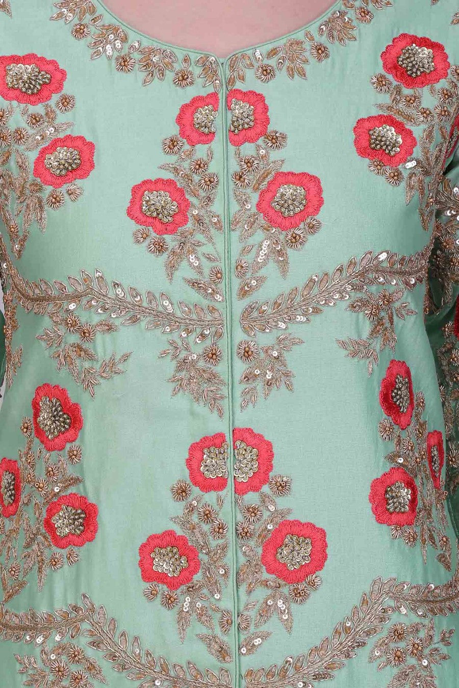Light green color kurta set with plazzo