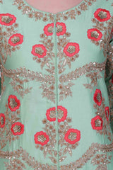 Light green color kurta set with plazzo