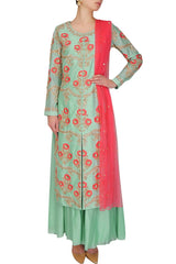 Light green color kurta set with plazzo