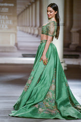 Light Green Color Raw Silk Lehenga