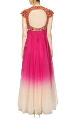 Magenta and Ivory shaded anarkali suit