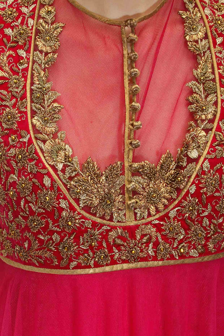 Magenta and Ivory shaded anarkali suit