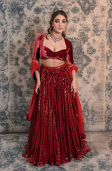 Maroon Colour Sequins Lehenga