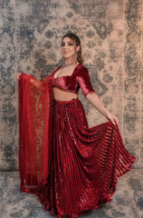 Maroon Colour Sequins Lehenga