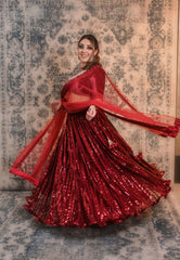 Maroon Colour Sequins Lehenga