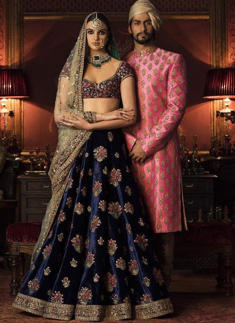 Navy Blue Color Wedding Lehenga