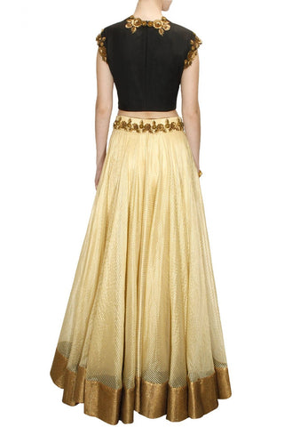 Gold Color matka silk lehenga choli