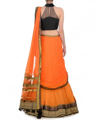 Orange and black party wear chaniya choli