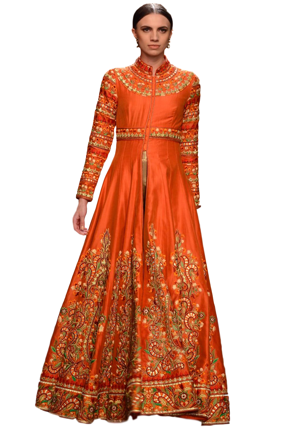 Orange color jacket anarkali and plazzo set