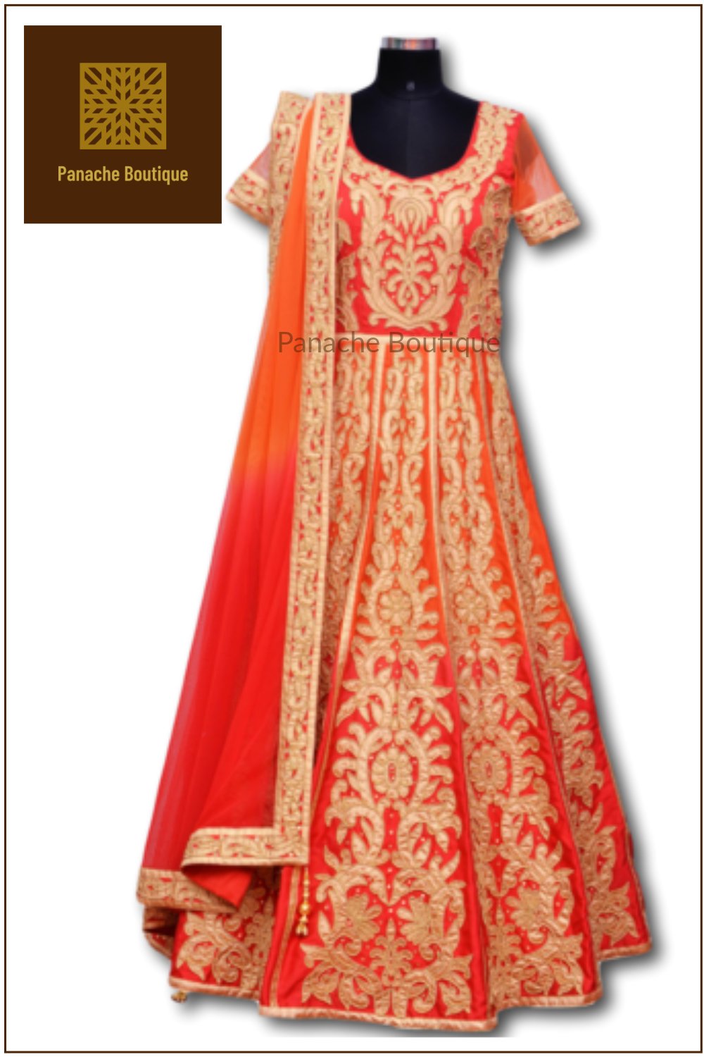 Orange and Red Ombre Anarkali