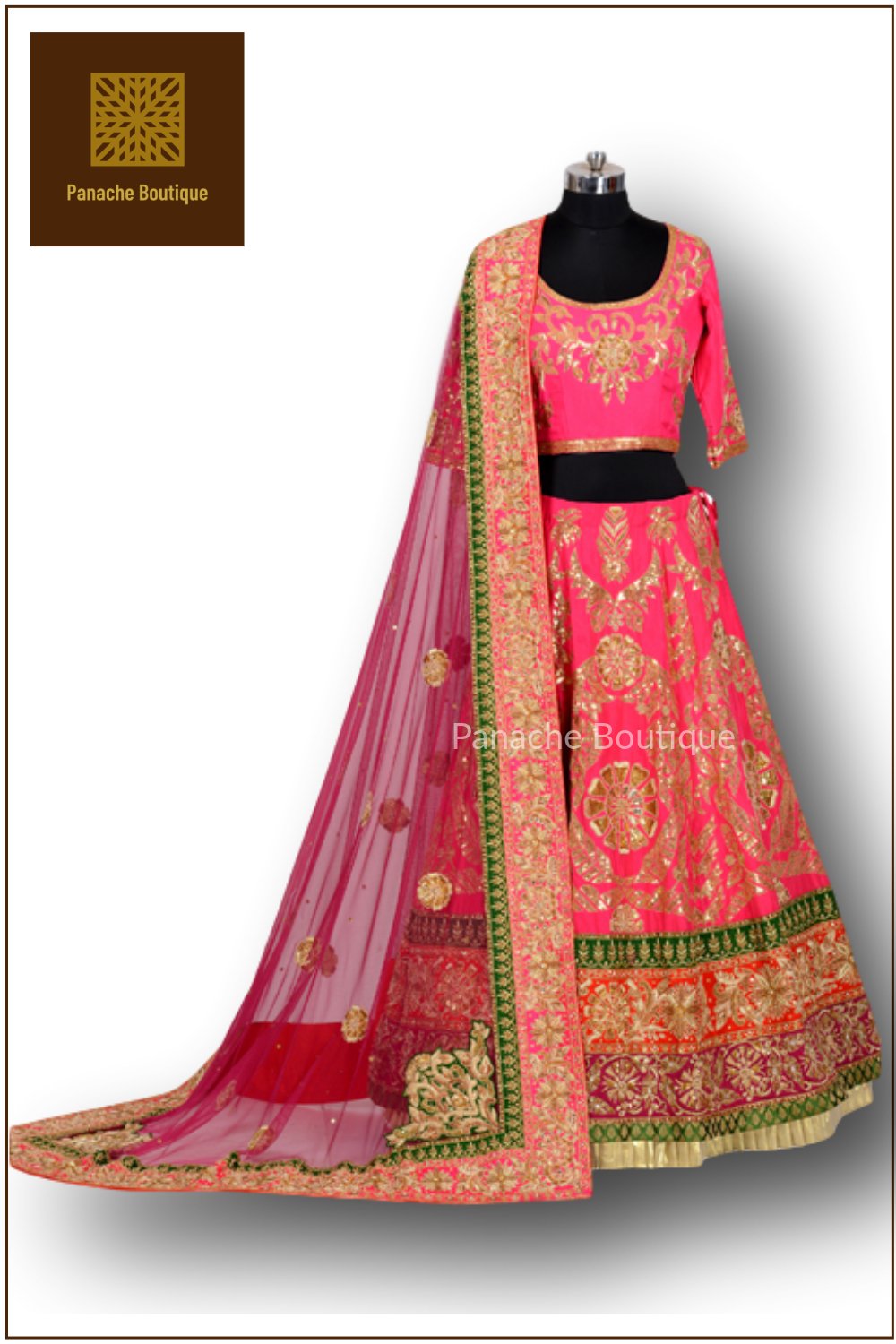 Pink Colour Wedding Lehenga in Zardozi Embroidery