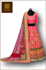 Pink Colour Wedding Lehenga in Zardozi Embroidery