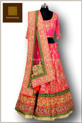 Pink Colour Wedding Lehenga in Zardozi Embroidery