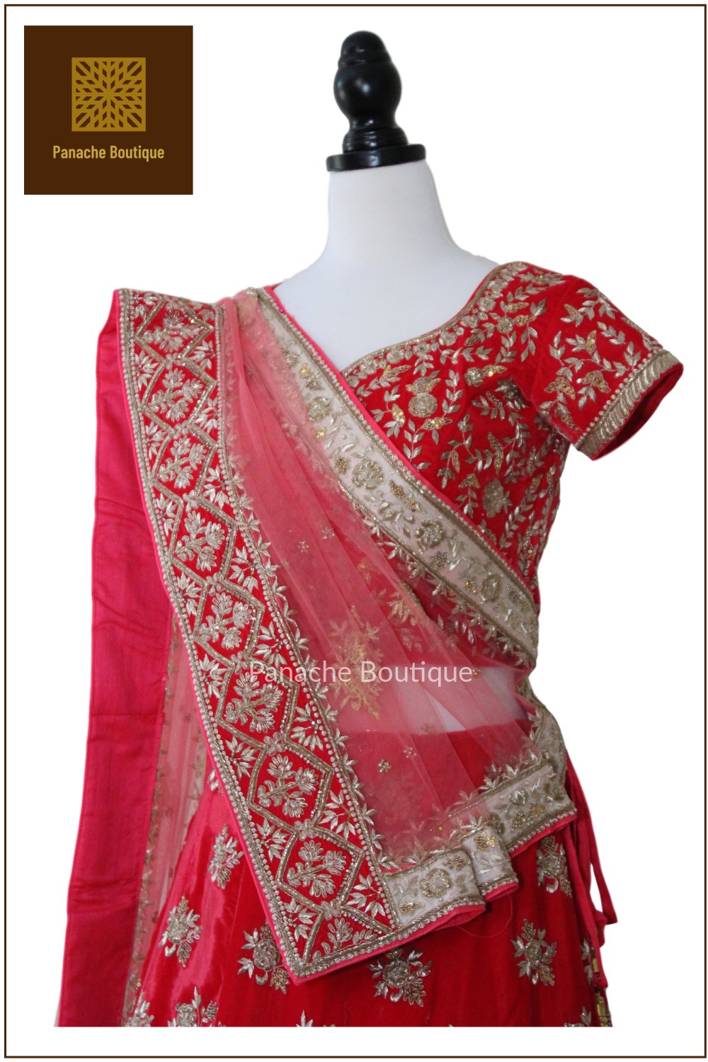 Watermelon Red Colour Wedding Lehenga