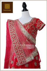 Watermelon Red Colour Wedding Lehenga