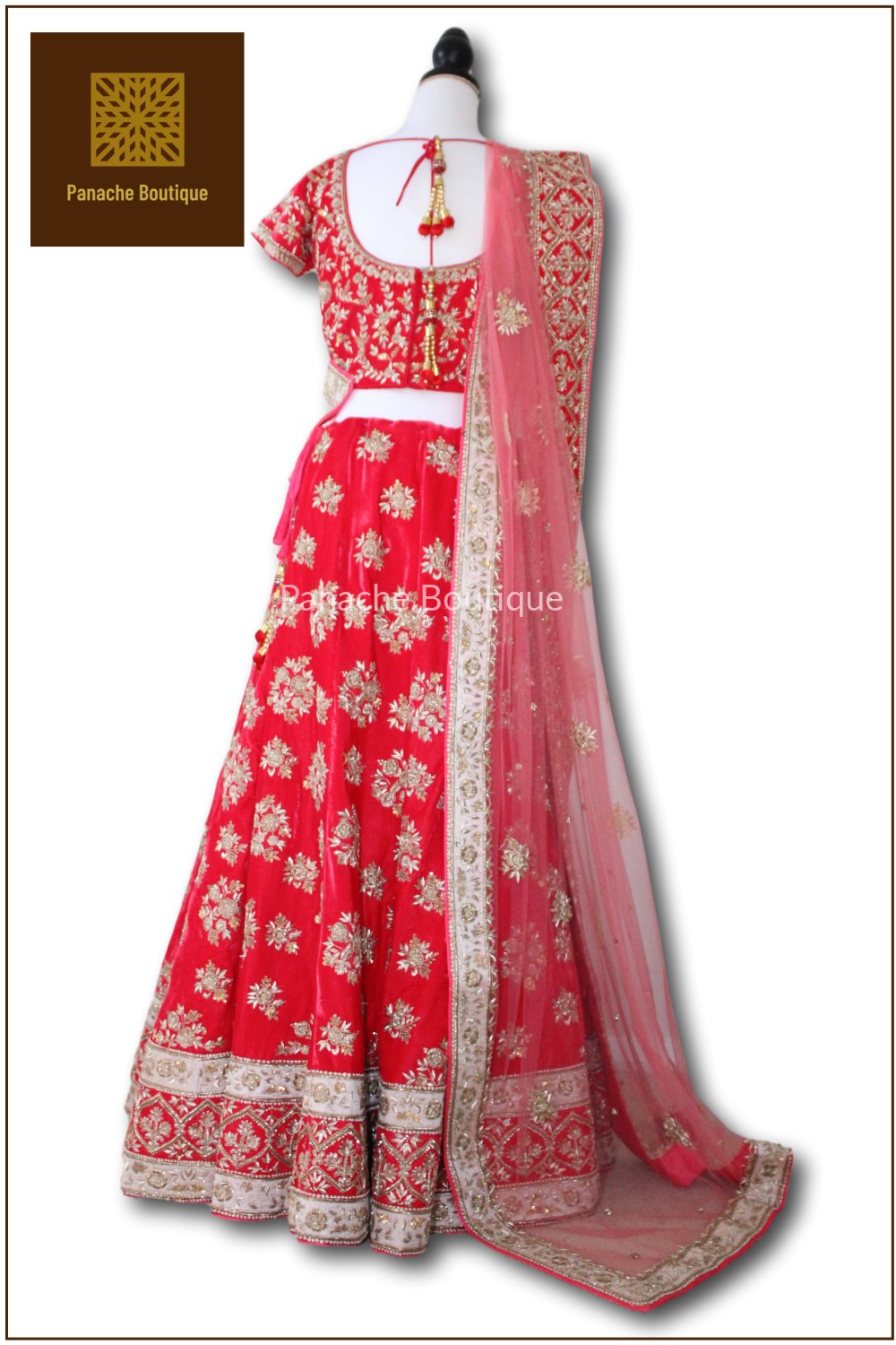 Watermelon Red Colour Wedding Lehenga