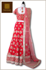 Watermelon Red Colour Wedding Lehenga