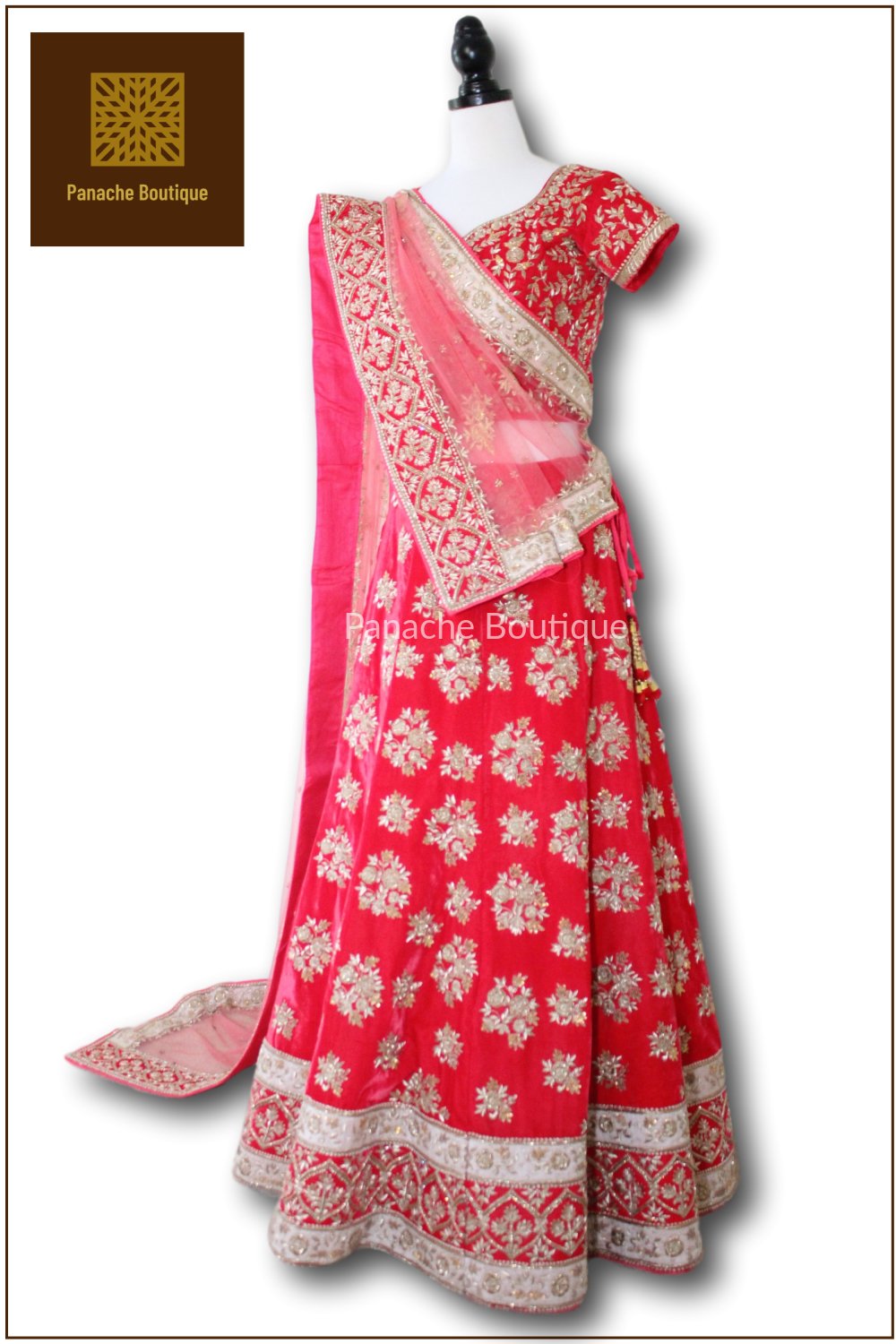 Watermelon Red Colour Wedding Lehenga