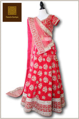 Watermelon Red Colour Wedding Lehenga