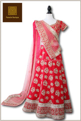 Watermelon Red Colour Wedding Lehenga