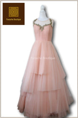 Light Peach Indo Western Gown