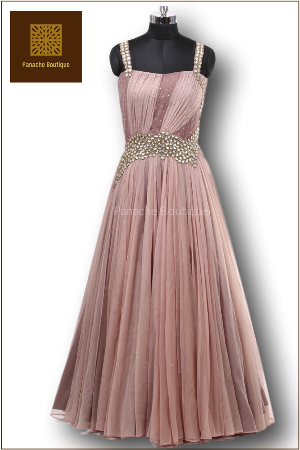 Brown Ombre Floor Length Gown