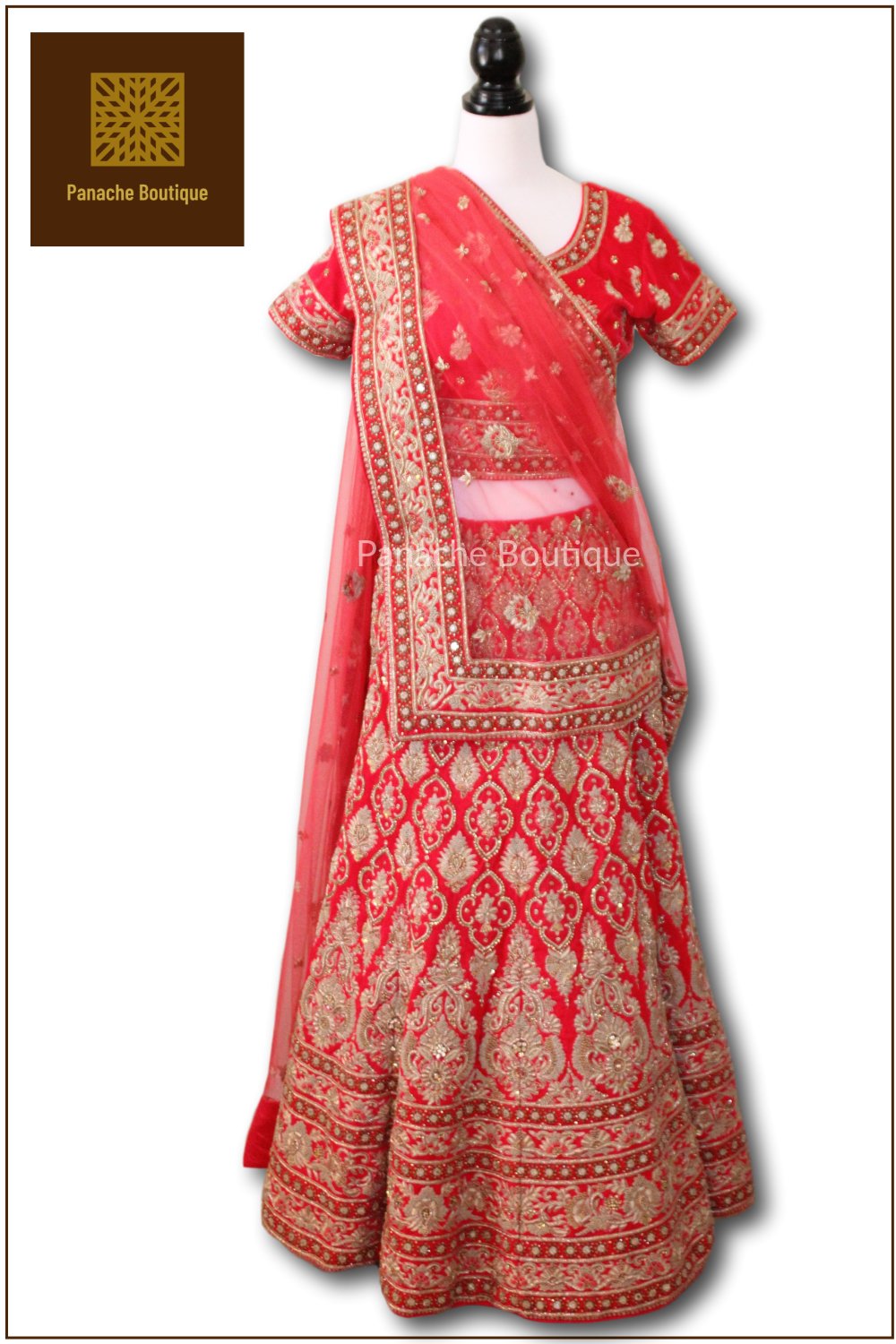 Bright Red Colour Wedding Lehenga