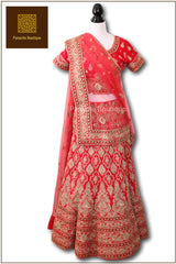 Bright Red Colour Wedding Lehenga