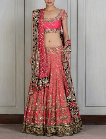 Pink color raw silk lehega choli