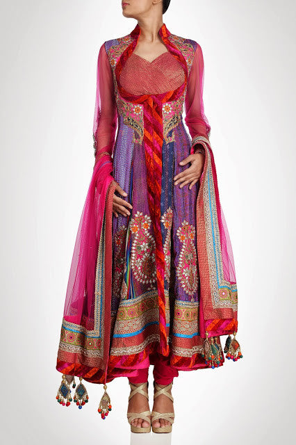 Purple color long anarkali salwar kameez / suit