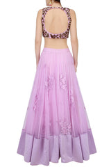 Purple lehenga choli with sequin embroidery blouse