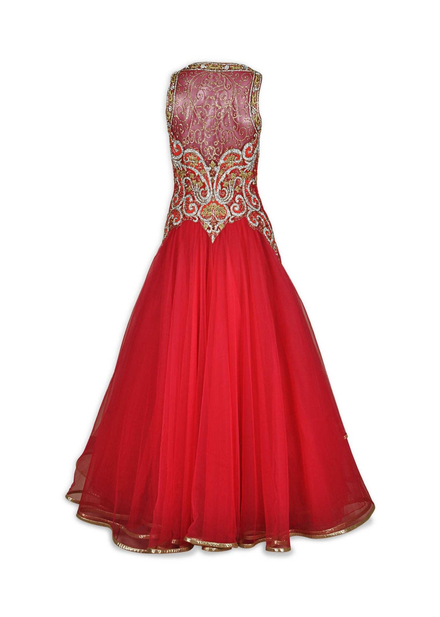 Red color Indo Western Gown with double layers