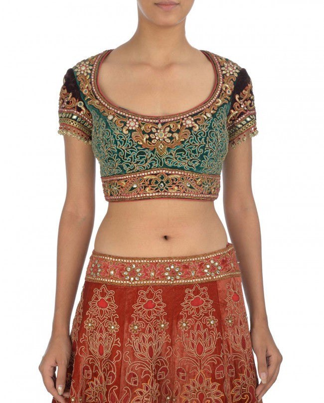Rust shaded bridal lehenga choli