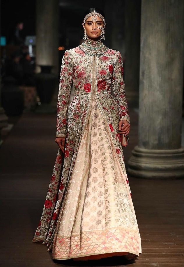 Pastel Color Wedding Jacket Lehenga