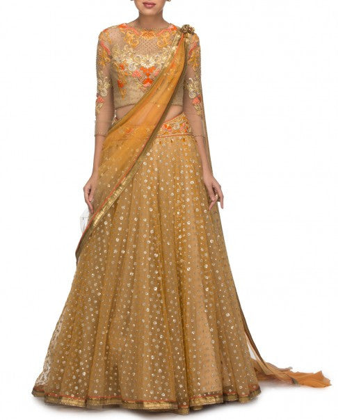 Golden Lehenga Choli Replica from Tarun Tahiliani Collection