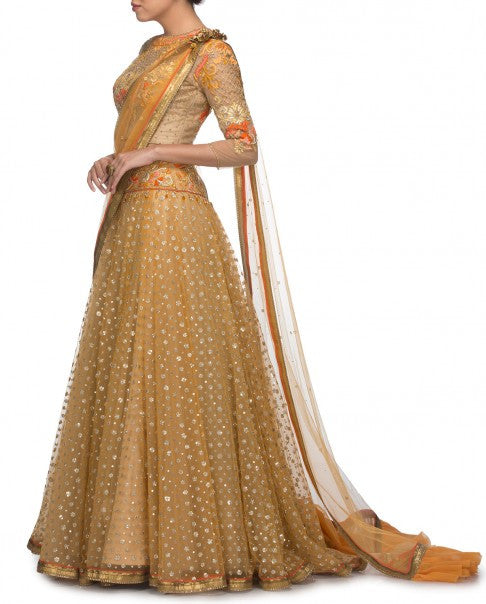 Golden Lehenga Choli Replica from Tarun Tahiliani Collection