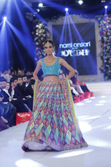Multicoloured lehenga in Zardozi Embroidery