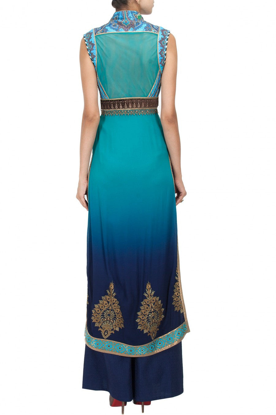 Turquoise and blue kurta set