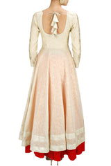 White and orange anarkali lehenga