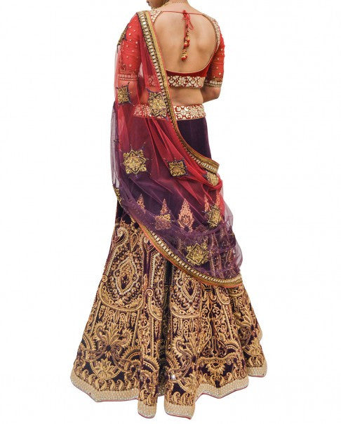 Dark Purple Wedding Lehenga