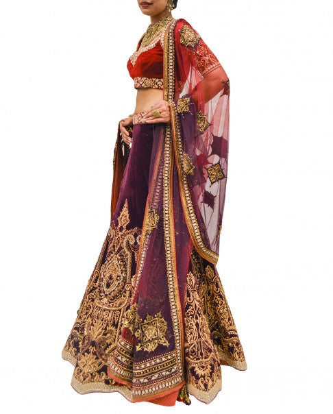 Dark Purple Wedding Lehenga