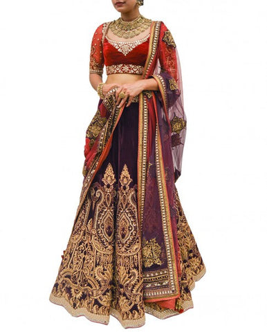 Dark Purple Wedding Lehenga