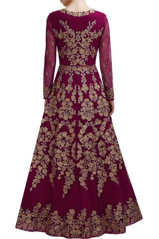 Dark Purple color floor length anarkali gown