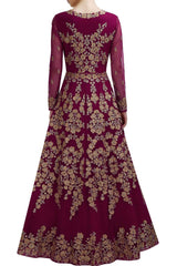 Dark Purple color floor length anarkali gown