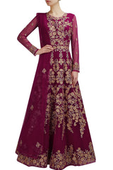 Dark Purple color floor length anarkali gown